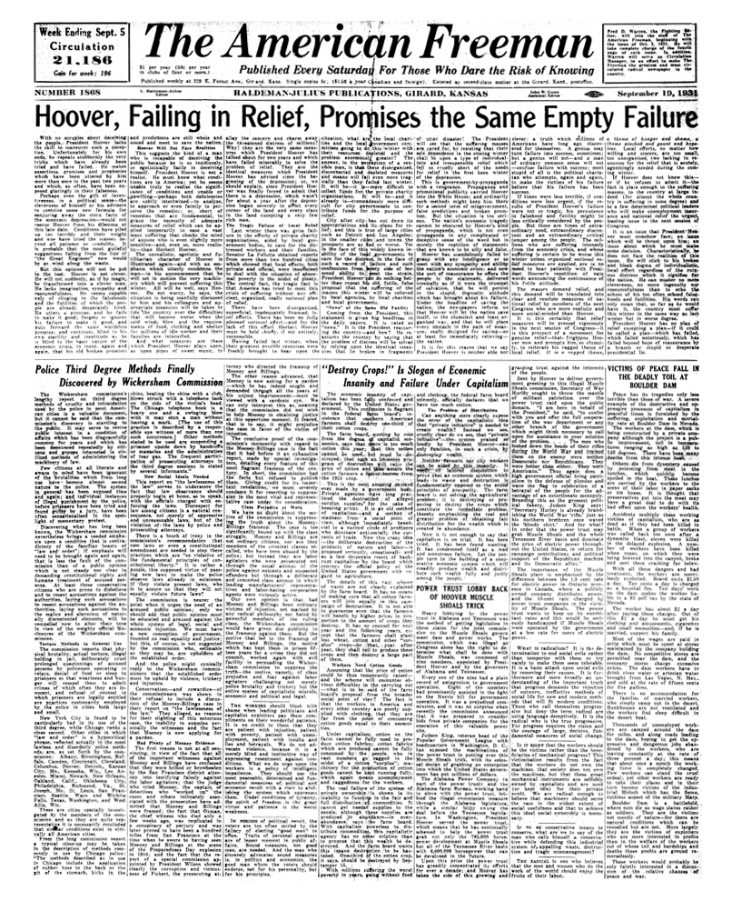 The American Freeman - Number 1868, Sept. 19, 1931